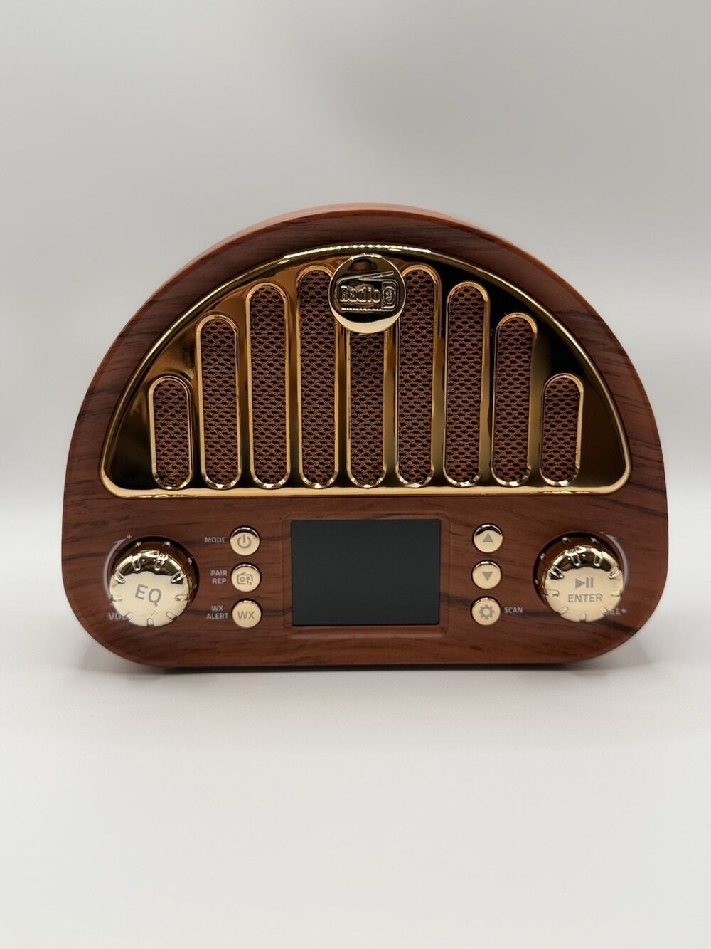 Vintage FM Radio with NOAA Weather Alert, Bluetooth Clock Radio, Rechargeable